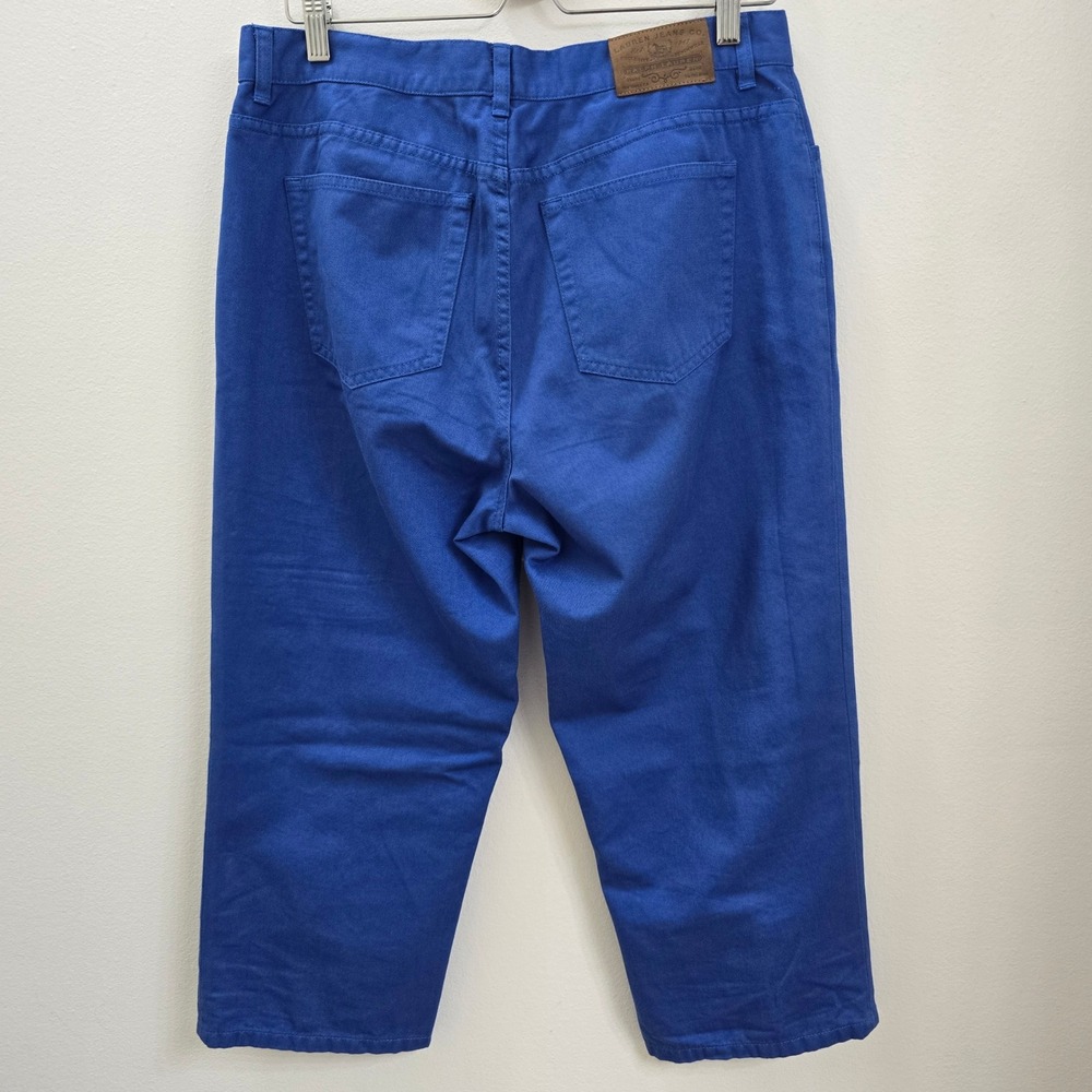 Lauren Ralph Lauren Blue Cotton Cropped Capri Pants Straight Leg Womens 10 - Picture 3 of 6